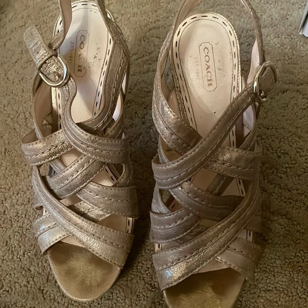 Coach gold strappy sandals - Picture 1 of 2